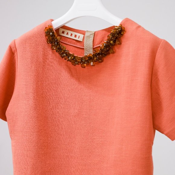 Marni Beaded Collar Wool Tee - Picture 3 of 13